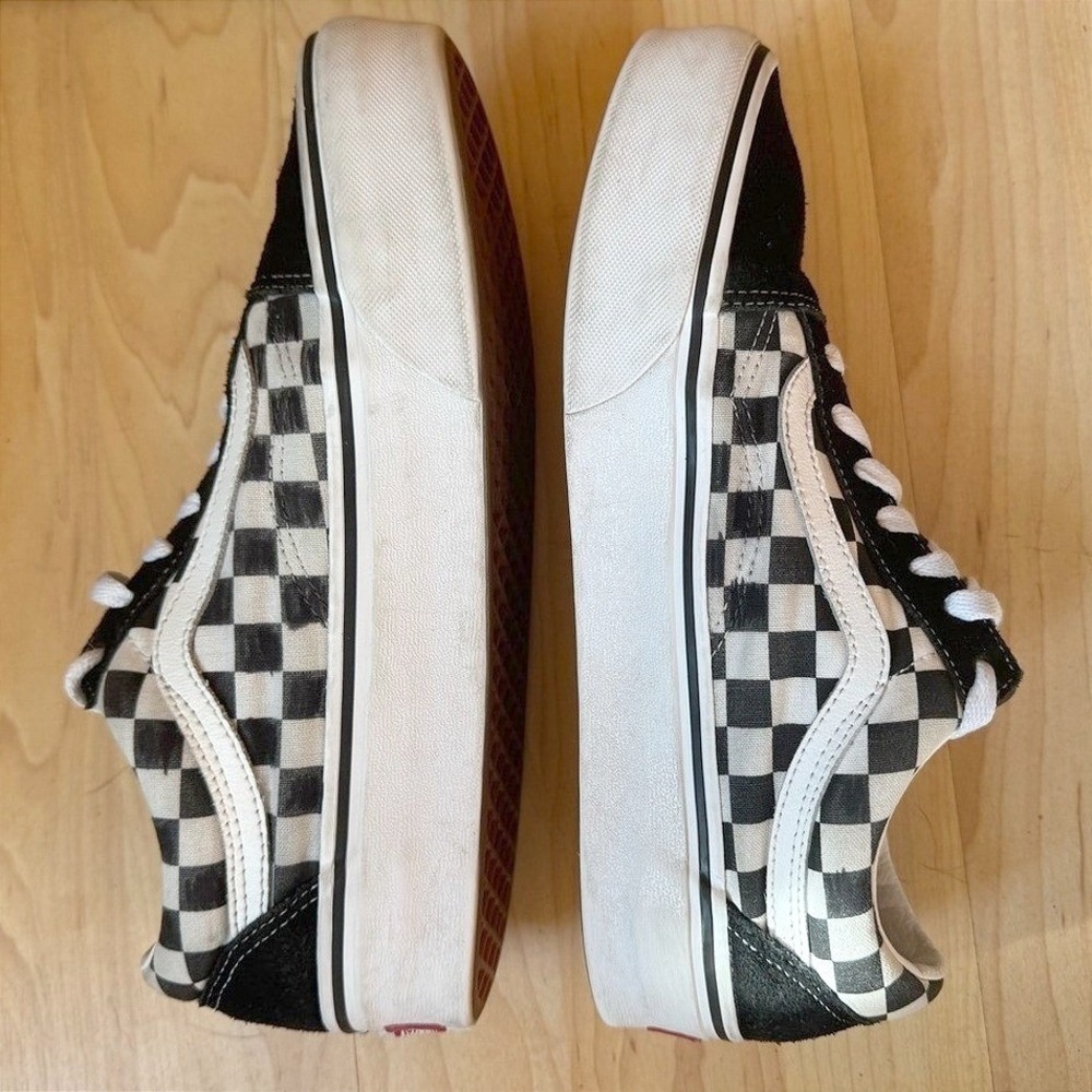 Vans Sneakers Low Top Checkerboard Black White Canvas Suede 9.5 Skater Street